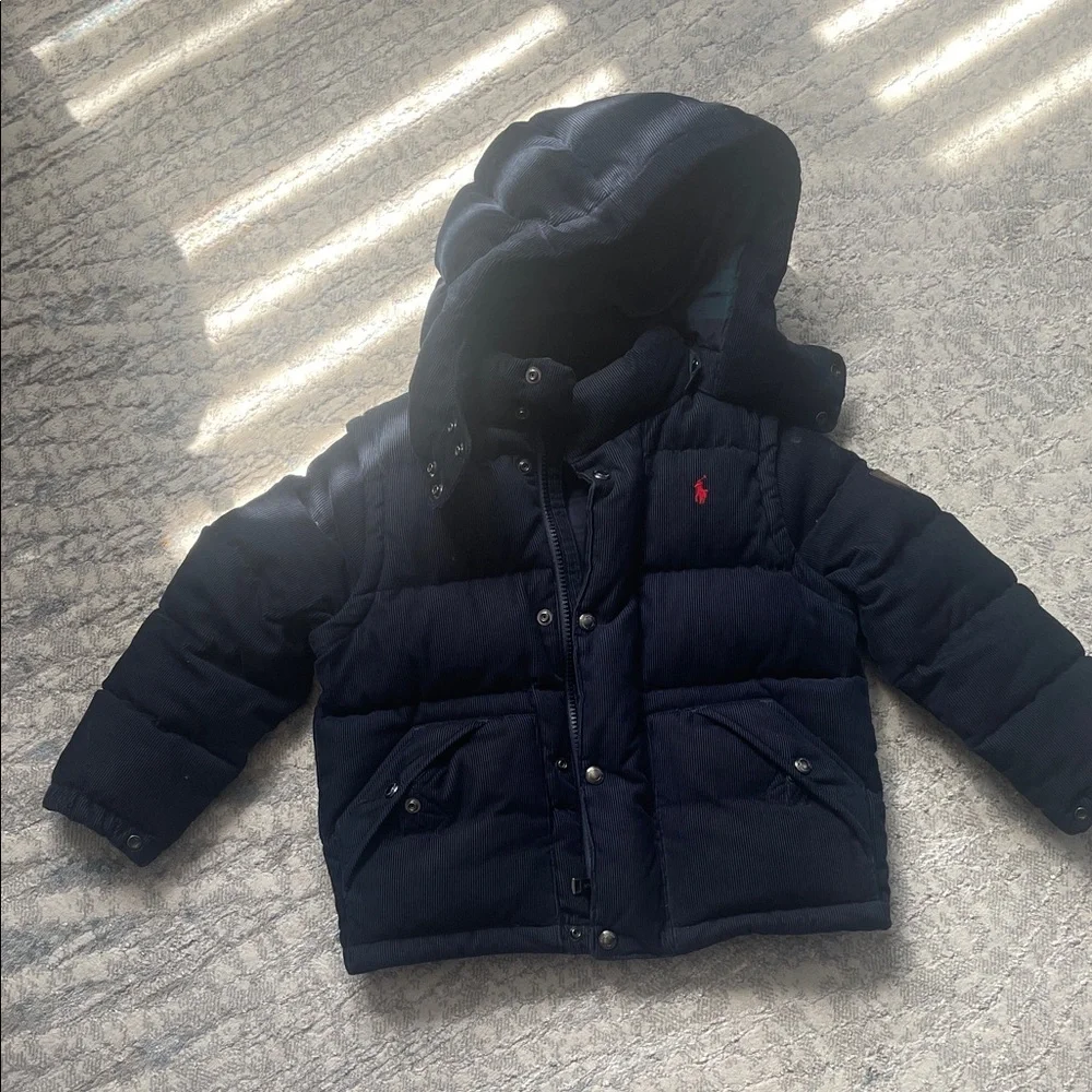 Ralph Lauren Navy Puffer Jacket with Red Logo